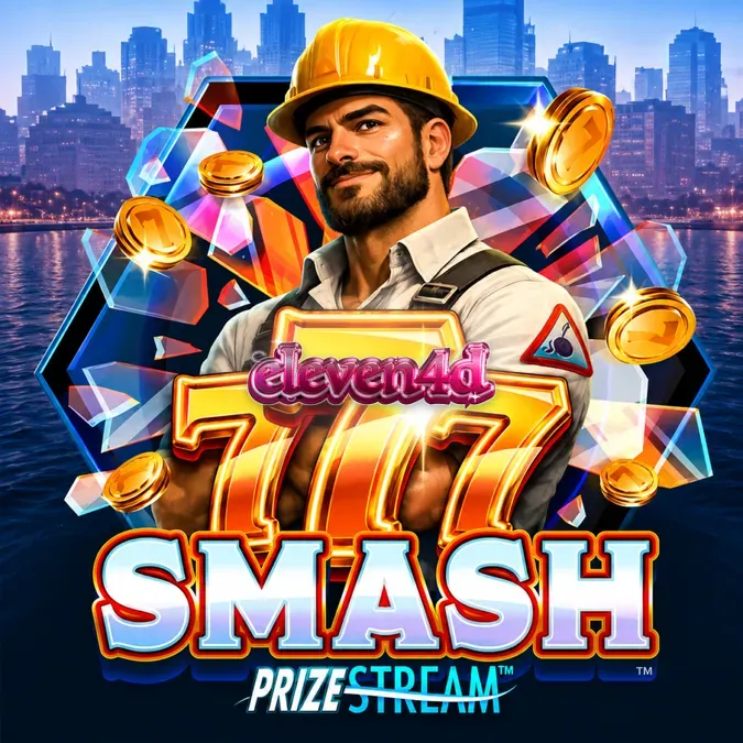 Tampilan visual mesin slot 777 Smash dengan tema lokasi konstruksi